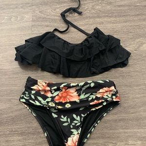 NEW Girls Swimsuit Ruffle High Waisted Size11/12yo